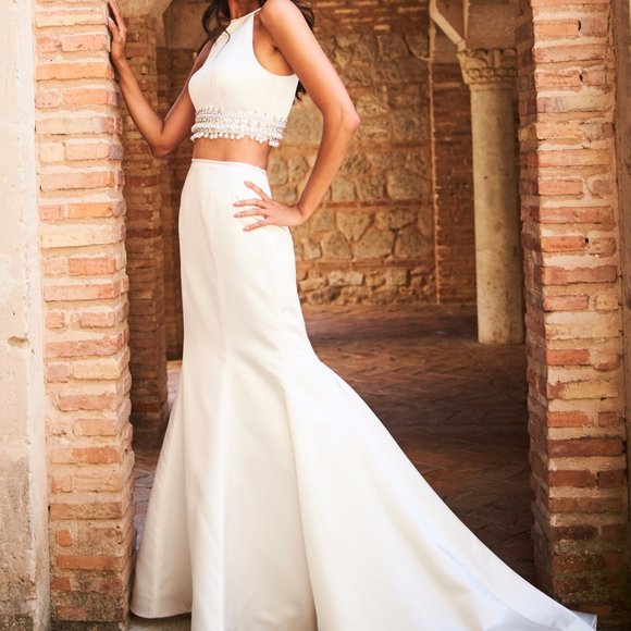 Sherri Hill 51581 Ivory Two Piece Mermaid Dress - Picture 4 of 6